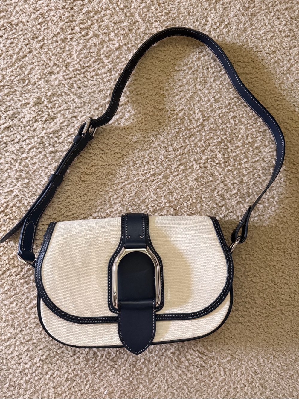 Ralph Lauren Collection Welington Flap Canvas Saddle Shoulder/Crossbody Bag